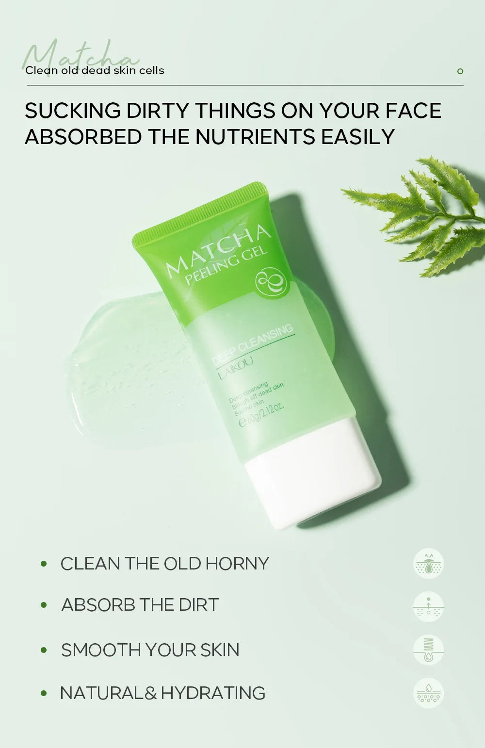 Matcha Exfoliating Face Scrub – Deep Pore Cleansing Gel 60g Scrubs Treatments Tidesmit