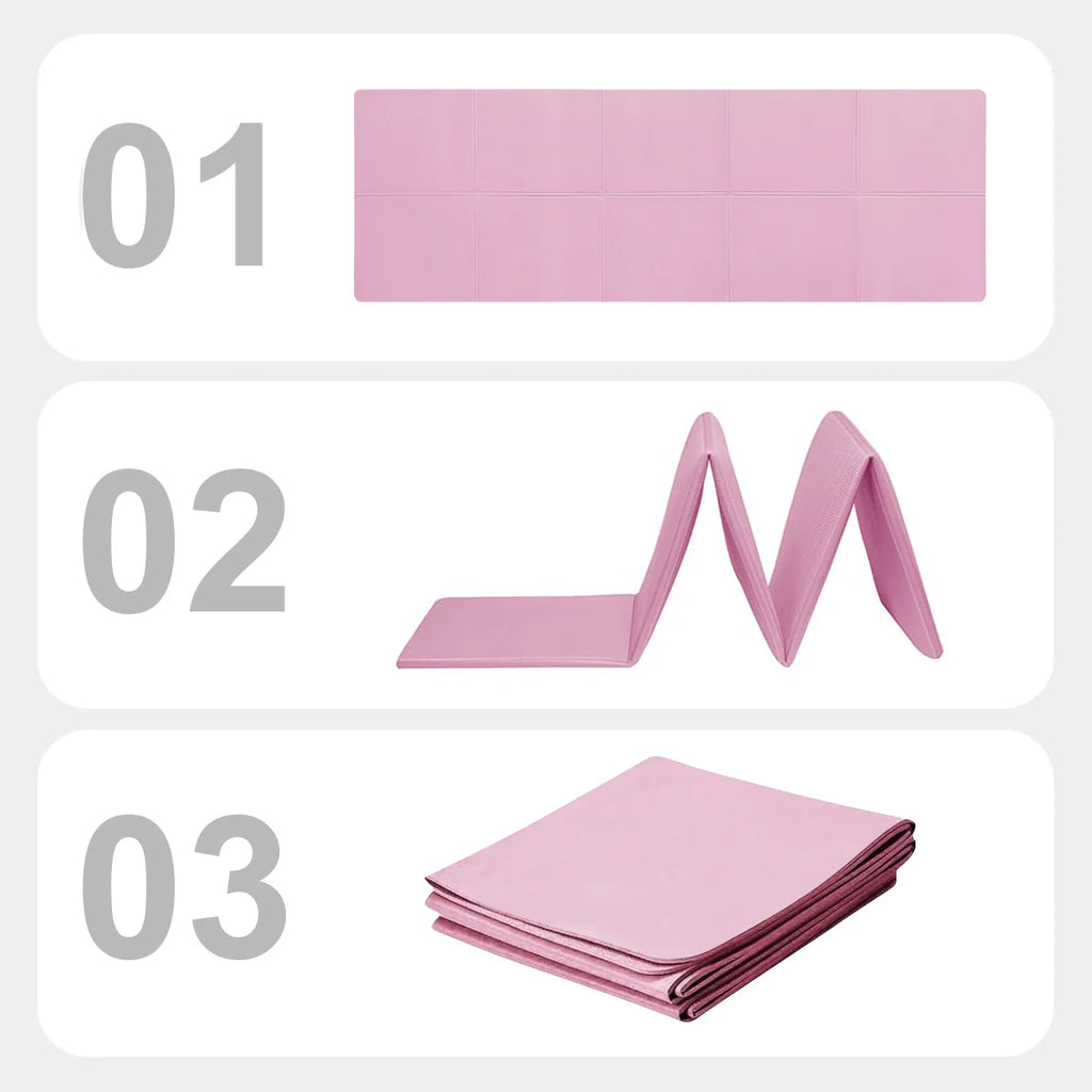 Pink Foldable Yoga Mat Eco Friendly EVA Folding Travel Fitness Exercise Mat 3/4/6mm Thicknesses for Yoga Pilates Workouts