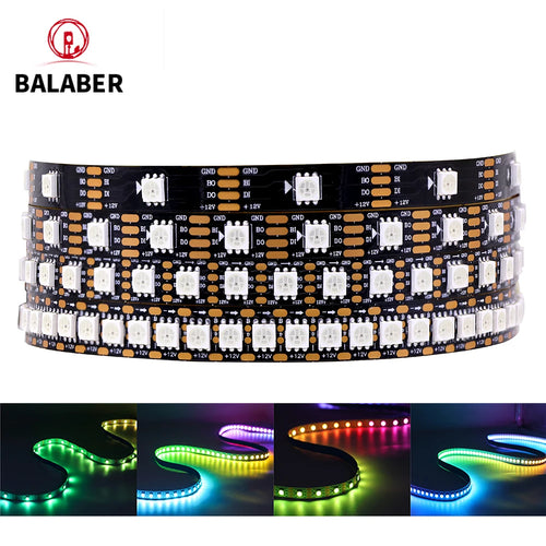 WS2815 RGB LED pixel strip light on dark PCB with individual addressable LEDs