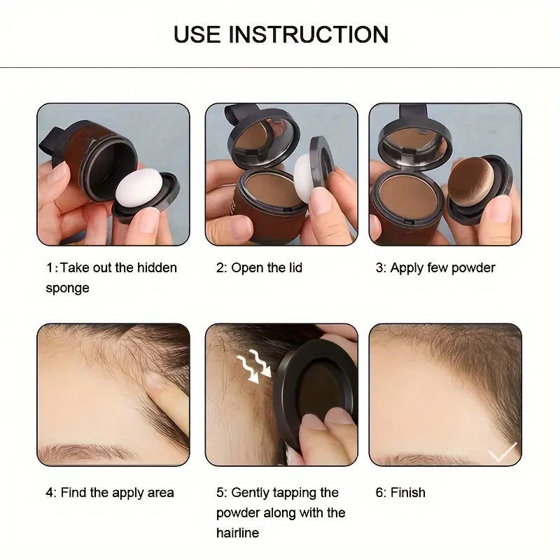 Tidesmit Instant Hairline Enhancer Powder texture close-up showing root touch-up application for natural hair