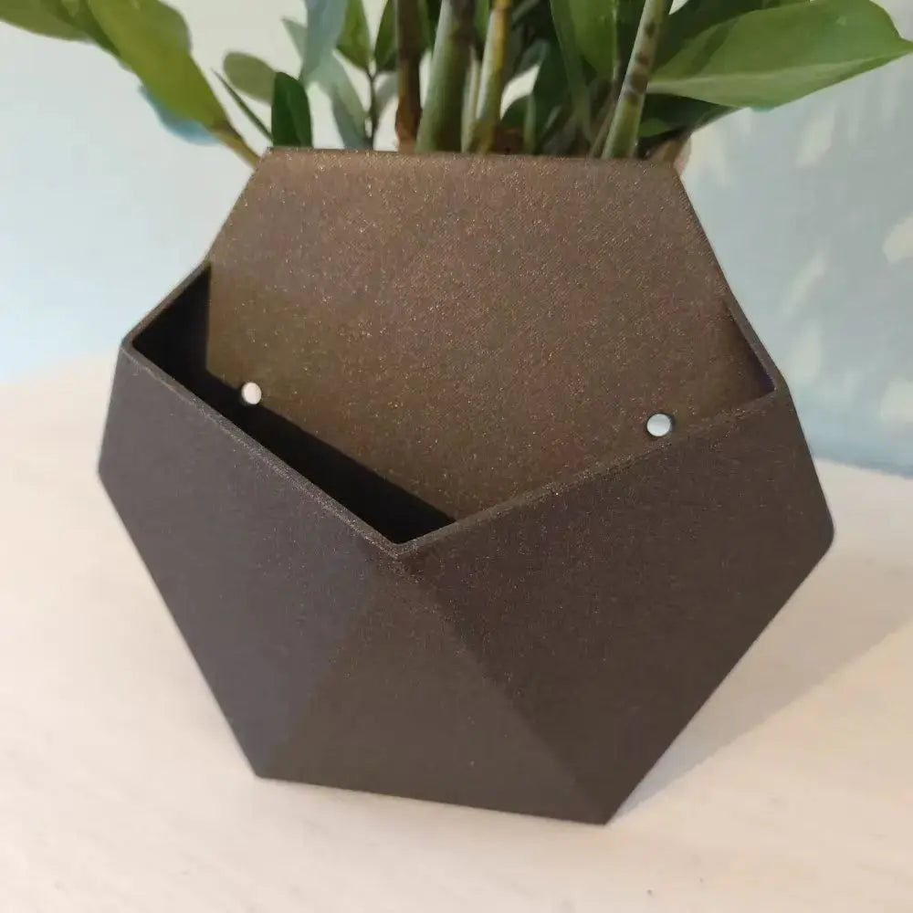 Black Hexagonal Wall Flower Pot With Mounting Holes Unique Design Home Garden Decor Wall Decoration Plant Pot Gardening Gift