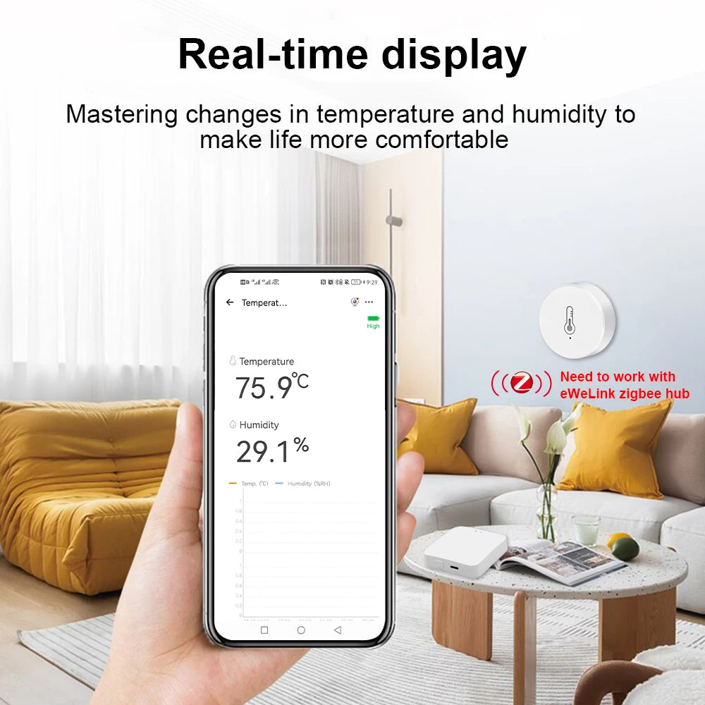ZigBee Smart Thermometer Hygrometer | Remote App Monitor | Tidesmit Tidesmit