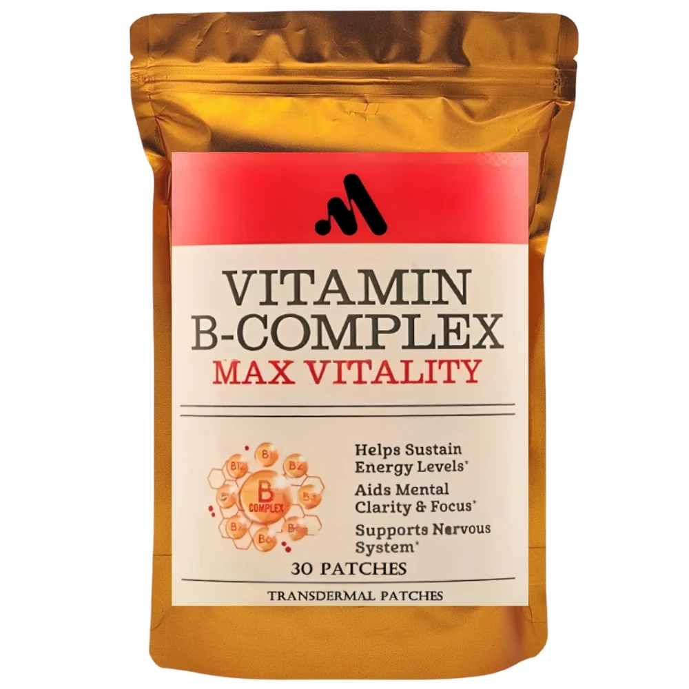 Tidesmit Vitamin B Complex transdermal patches for energy, mental clarity, and focus with B1, B6, B12, and folic acid.