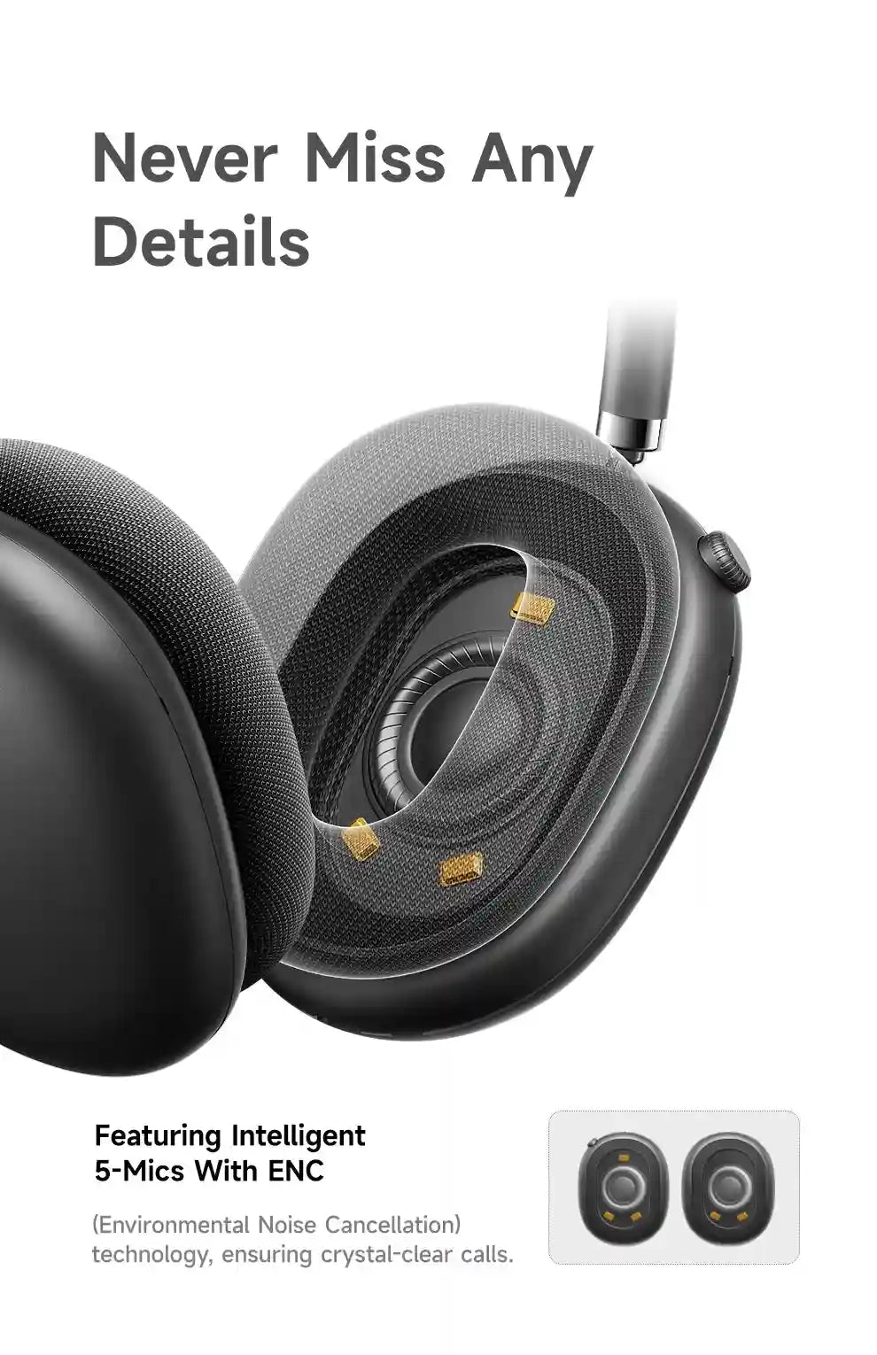 Wireless Headphones with 52dB Active Noise Cancelling & Spatial Audio Tidesmit