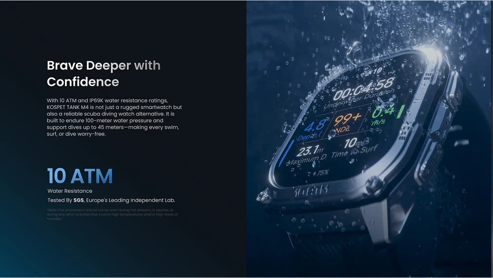 2025 KOSPET Tank M4 Rugged Smart Watch Stainless Steel GPS Offline Maps 10ATM 45M Freediving 24/7 Health Monitor for Android iOS