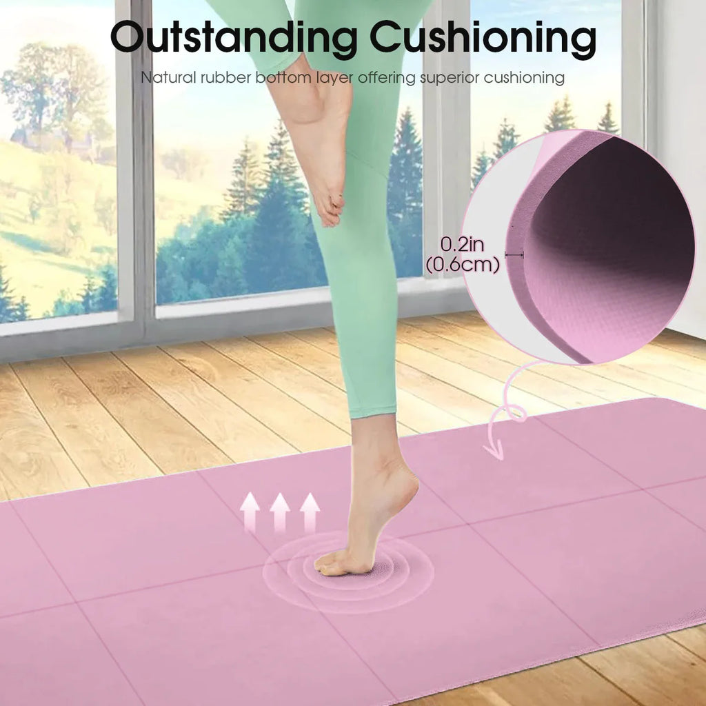 Pink Foldable Yoga Mat Eco Friendly EVA Folding Travel Fitness Exercise Mat 3/4/6mm Thicknesses for Yoga Pilates Workouts