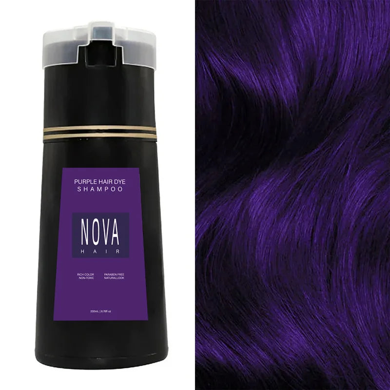 Nova 3-in-1 Hair Coloring Shampoo Oil Control Fluffy Refreshing Hair Dye Quick Dizzy Hair Coloring Shampoo Hair Care 7 Colors