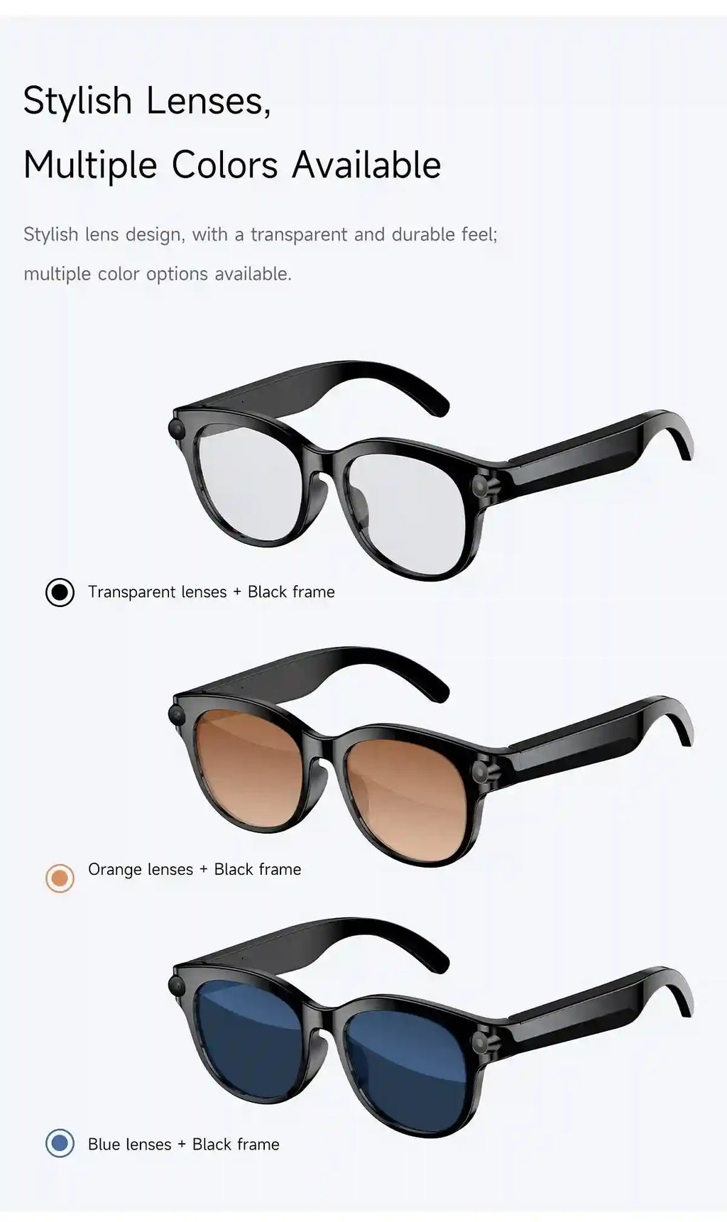 AI Smart Glasses with Real-Time Translation & HD Video Camera - White Tidesmit