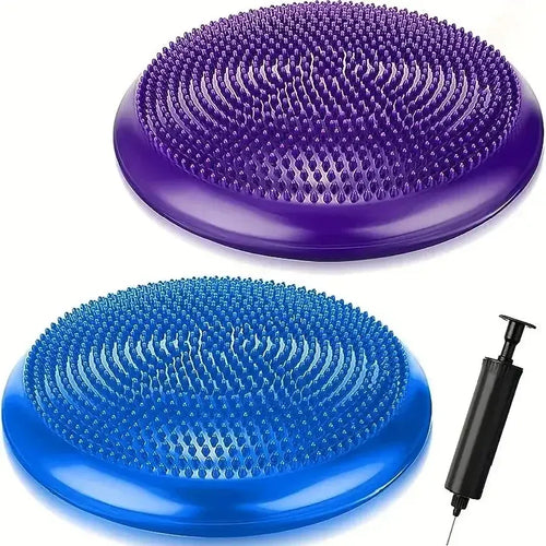 Balance pad massage seat cushion set, inflatable explosion-proof smart yoga mat stability discs with air pump.