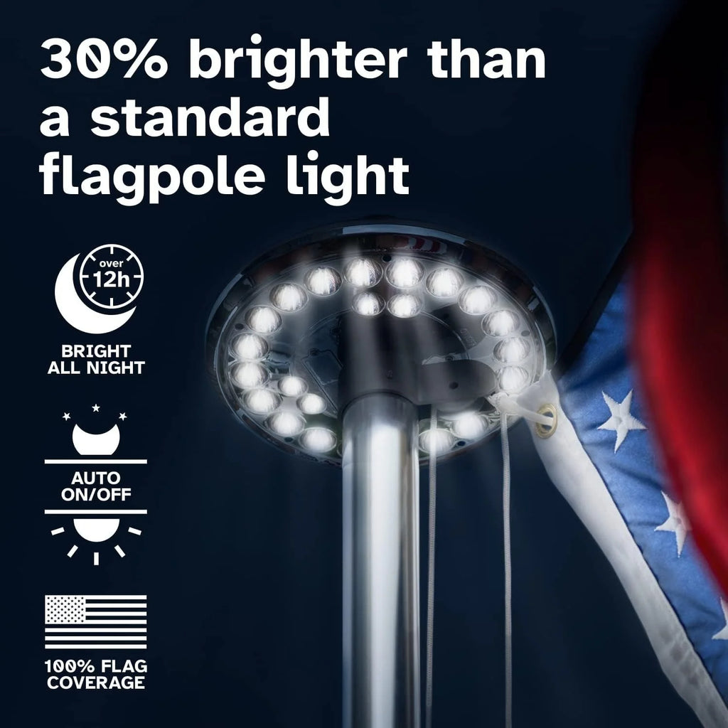 Solar LED Flagpole Light IP65 Waterproof Auto On Off Solar Powered Umbrella Landscape Lamp Energy Saving Portable Camping Light Outdoor Decor for Tent Patio Garden Yard Lawn Path Street