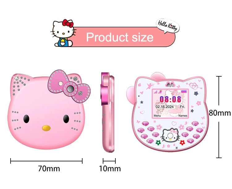 2024 Sanrio Hello Kitty Flip Phone Kawaii K688 Cartoon Taiml Cute Mini Phone Birthday Fashion Gift Toys Christmas For Anime Fans