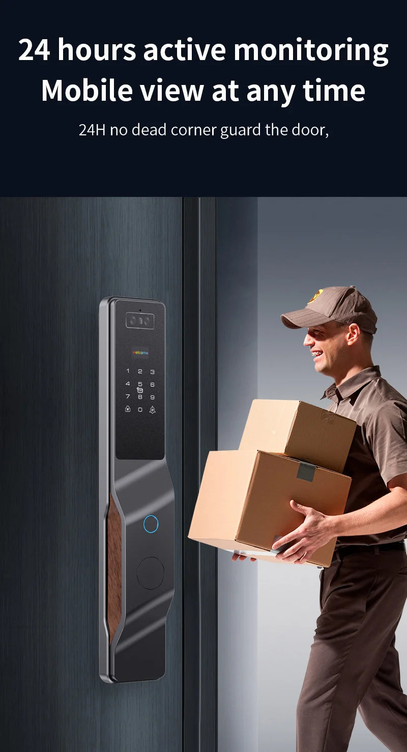 Tuya Smart Lock With Camera, Password, And Facial Recognition Unlocking - Remote Unlocking Smart Intelligent Lock