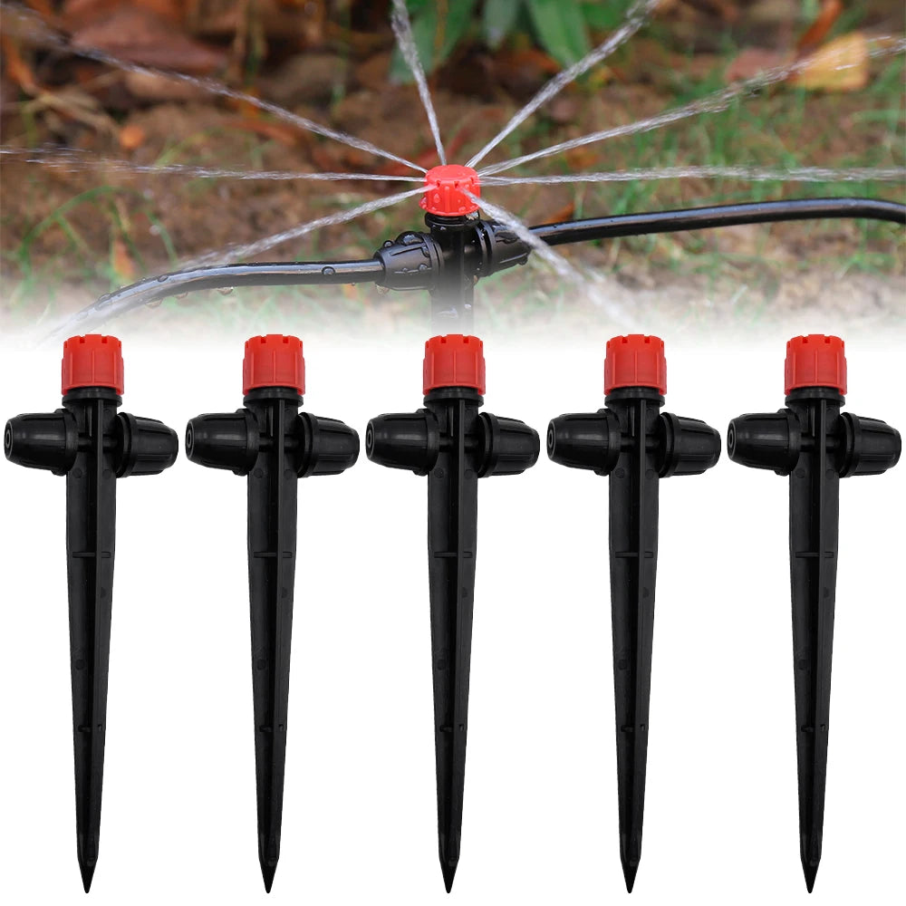 Garden Drip Irrigation 1/ 4'' Spiked Sprinkler Automatic Watering System Kit for Bonsai Pot Plant Flower Vegetable Greenhouse