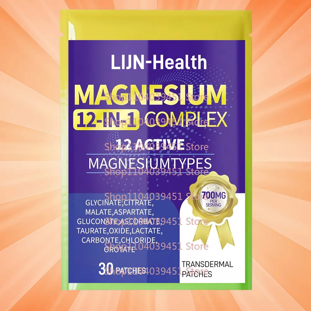 30 Patches Magnesium 12 in 1 Complex Transdermal Patches Helps Relaxation, Nerves, Muscle, Sleep & Heart Support