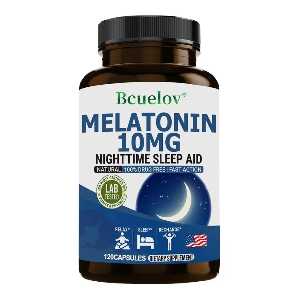 Super Melatonin Capsules 10 Mg - Fall Asleep Naturally, Fight Insomnia, Boost Immunity, Improve Sleep Quality