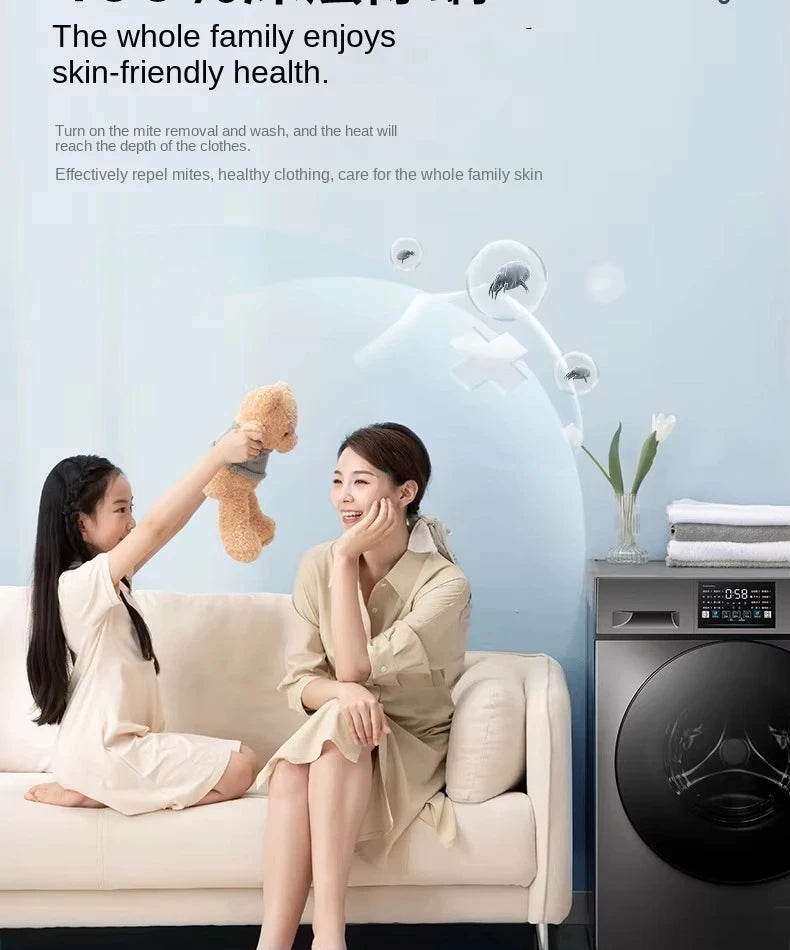 Tidesmit 10kg front-load washing machine with intelligent frequency conversion and sleek durable electric plastic design