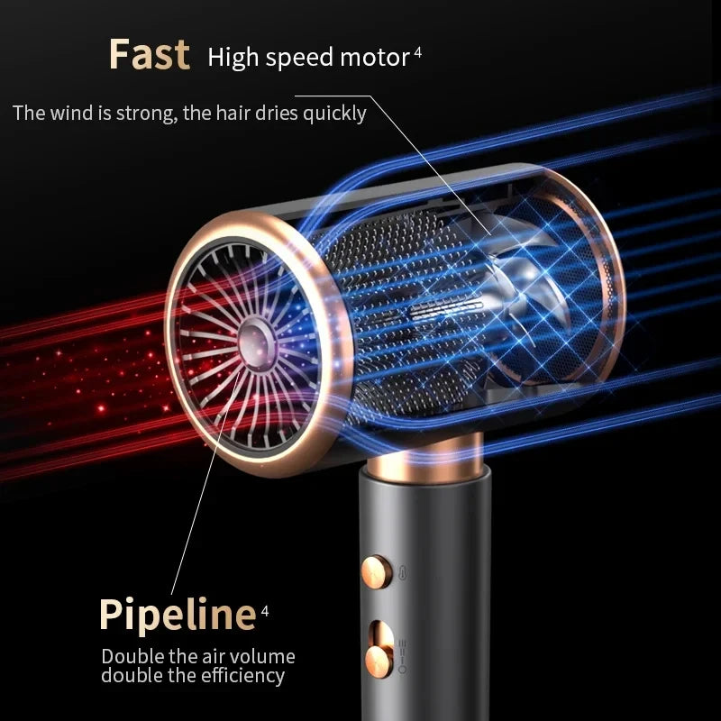 2000W professional ionic hair dryer in grey and gold with high-speed motor for fast, powerful salon-quality drying.