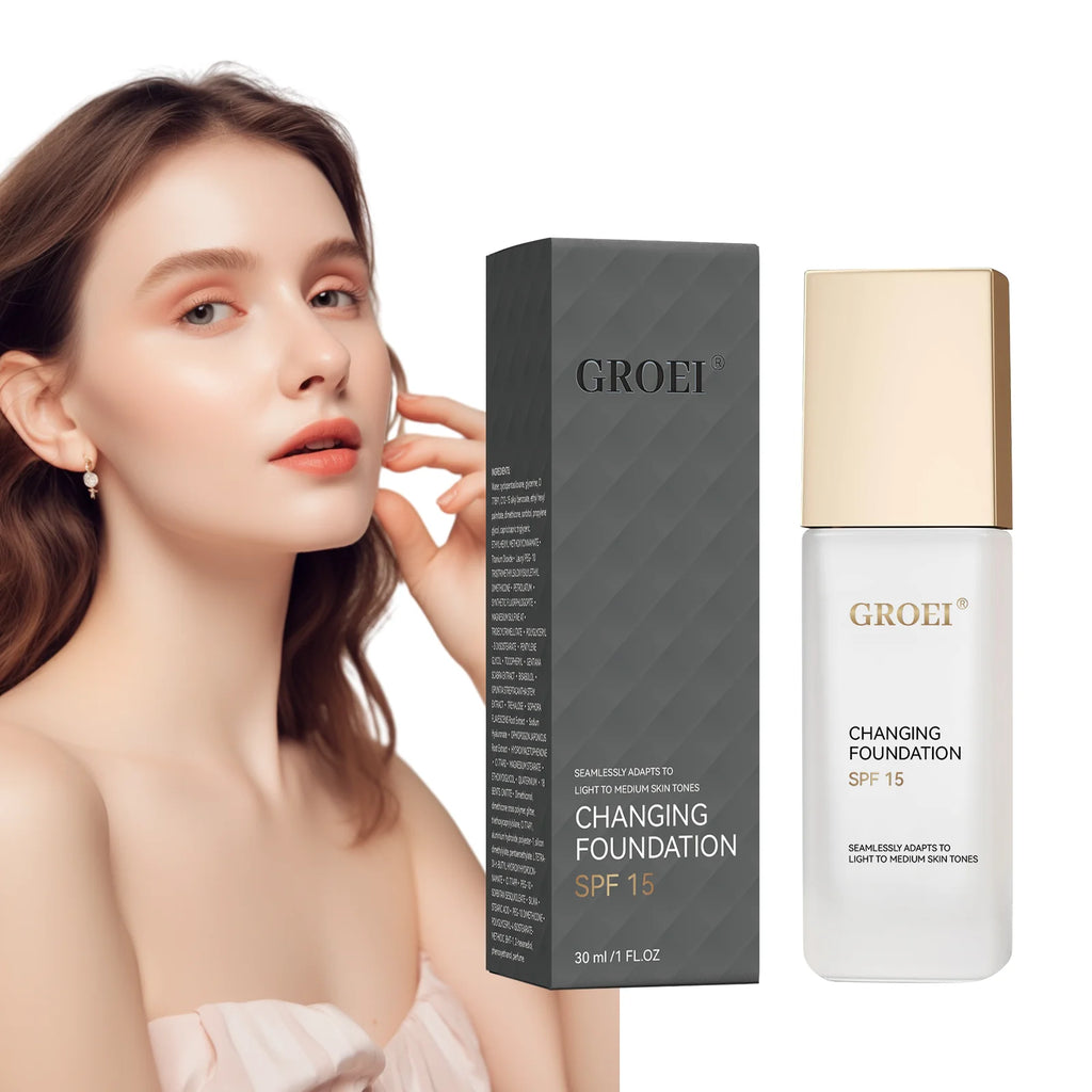 Tidesmit GROEI Changing Foundation SPF15 30ml texture close-up for flawless natural finish and daily sun protection