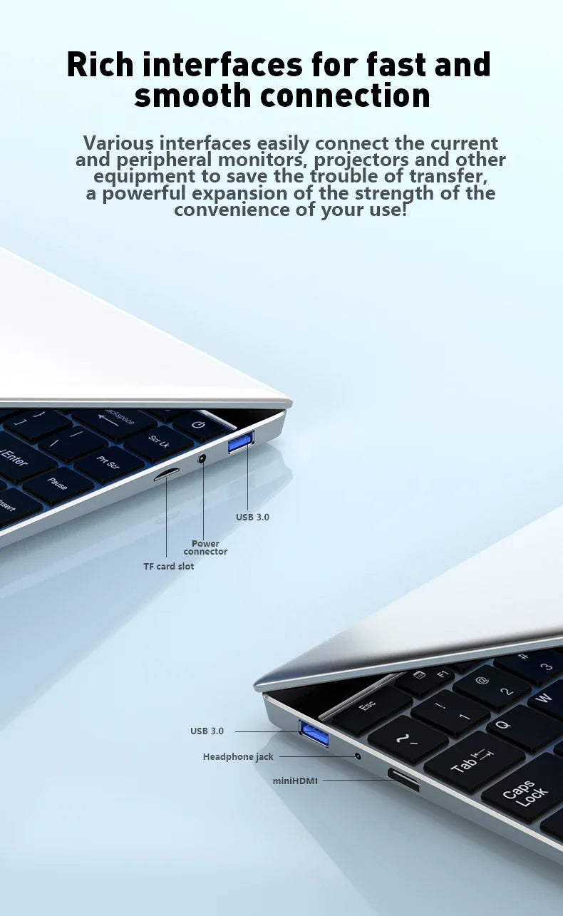 Cost Saving Home Office Stable Business Laptop 14.1 Inch 120Hz IPS Screen Intel 4405U 5000mAh 32GB 2TB SSD Backlit Keyboard