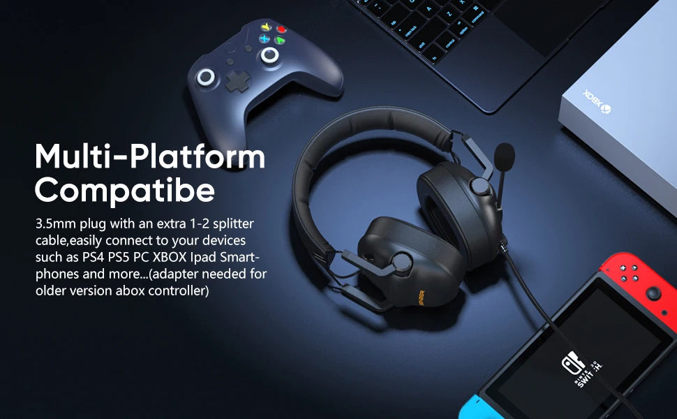 Wired Gaming Headset with Mic - Noise Cancelling PC PS5 Console Audio Tidesmit
