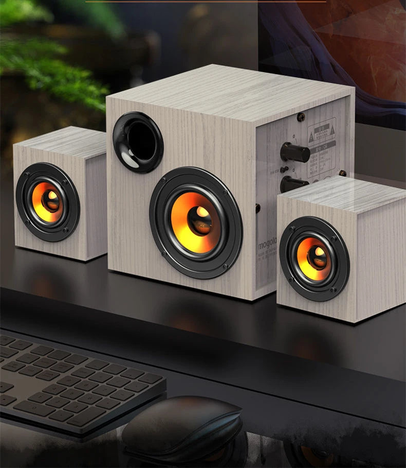 Portable Bluetooth Speaker - Wooden Desktop Audio with Deep Bass Tidesmit