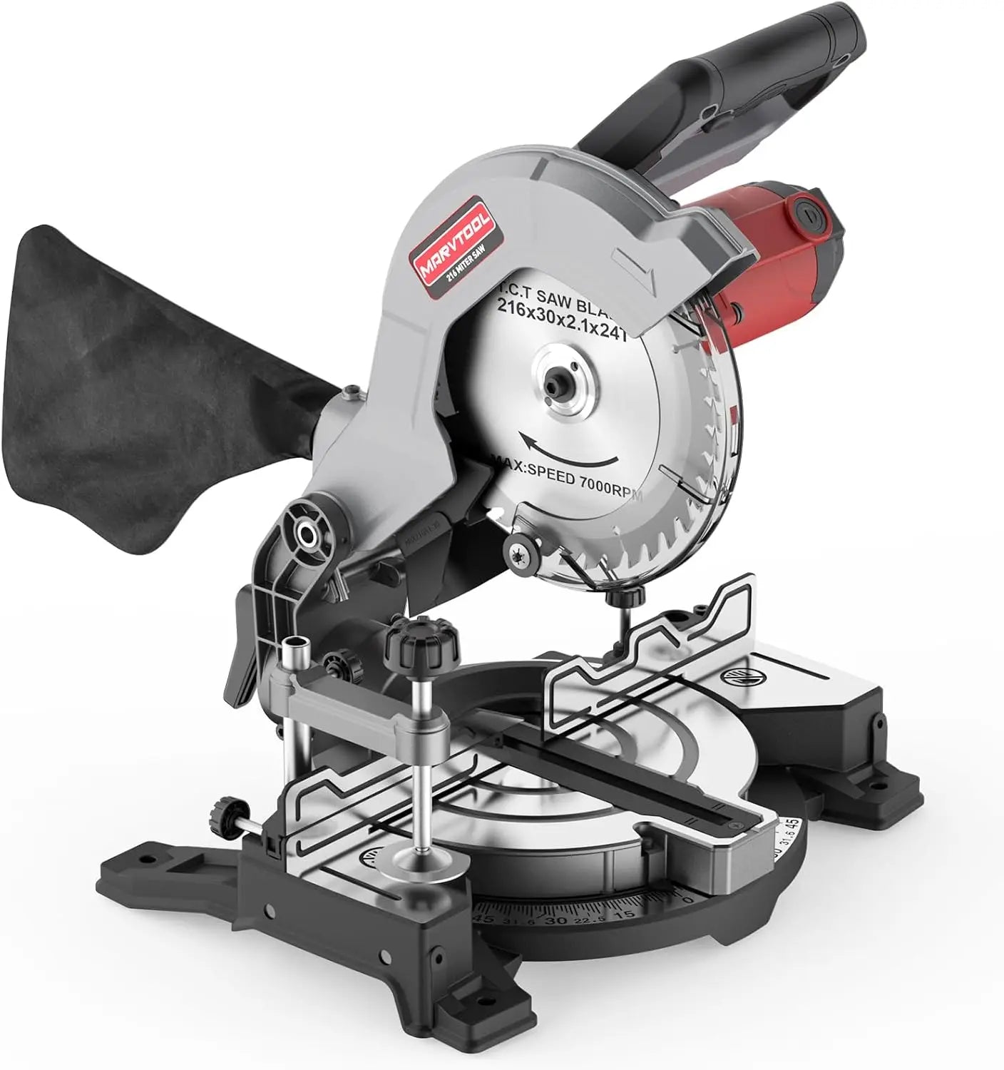45° Bevel Compound Miter Saw 8inch, 1400W Electric Mitre Saw with 24T Carbide Blade, 5000 RPM, Woodworking Cutting Tool for Wood
