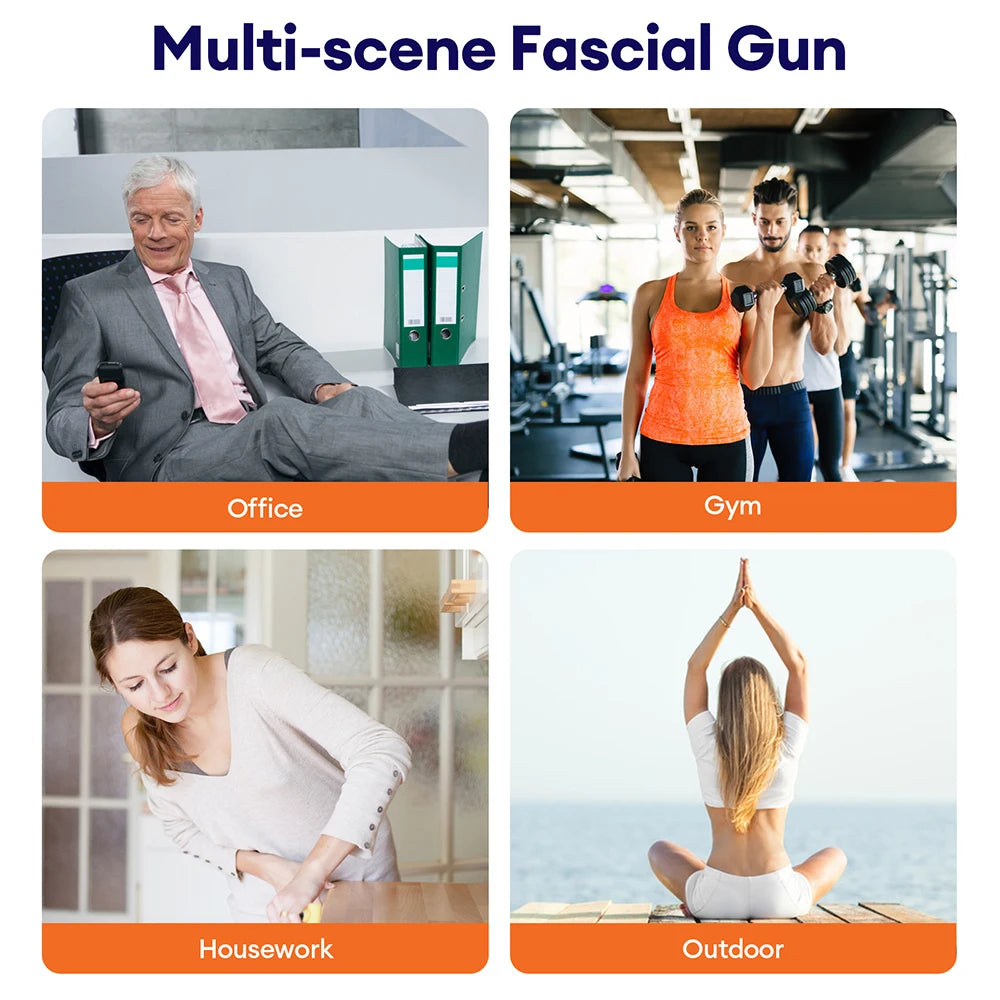 Deep Tissue Massage Gun Grey - 16 Head Portable Muscle Recovery Tool Relaxation Treatment Tidesmit
