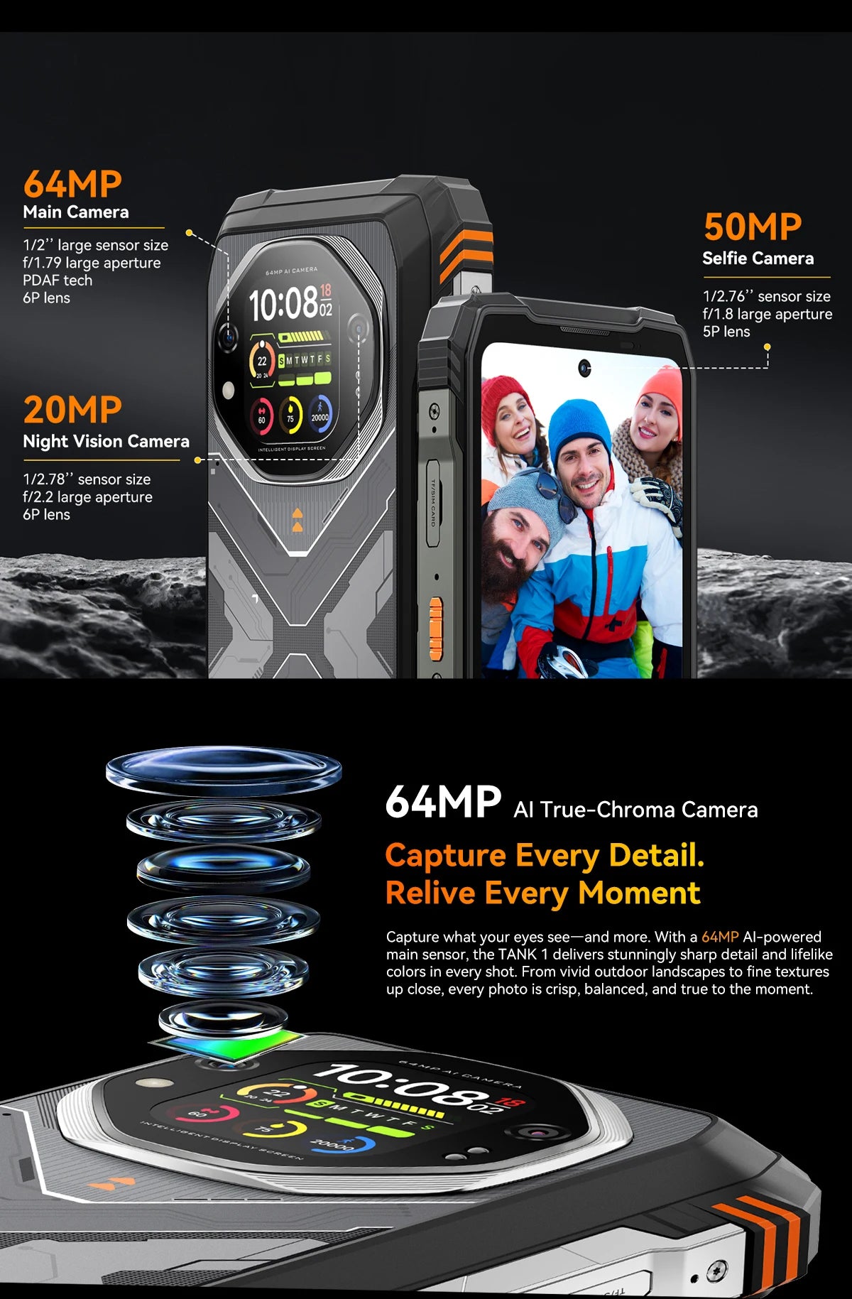Blackview OSCAL TANK 1 Rugged Smartphon 5G 6.78" FHD+Display Cell Phone16GB+512GB 20000mAh 64MP Telephone Portabl Android 15 NFC