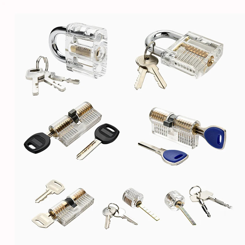 15-31pcs Lock Picking Set Transparent Locksmith Tools Multifunctional Training Lock Set Padlock Steel Hand Tools Hardware Tools