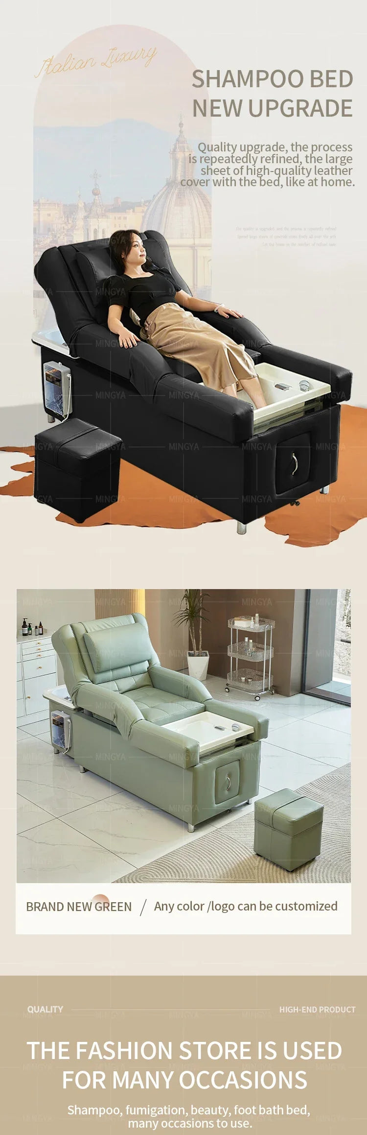 Massage Shampoo Bed with Back Lift - Professional Salon Spa Station Massage Chairs Tidesmit