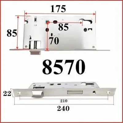 304 Stainless Steel Door Lock Body 85x40 8545 5085 85x60 for Smart Fingerprint Handle Lock Special Size Lift the Handle to Lock