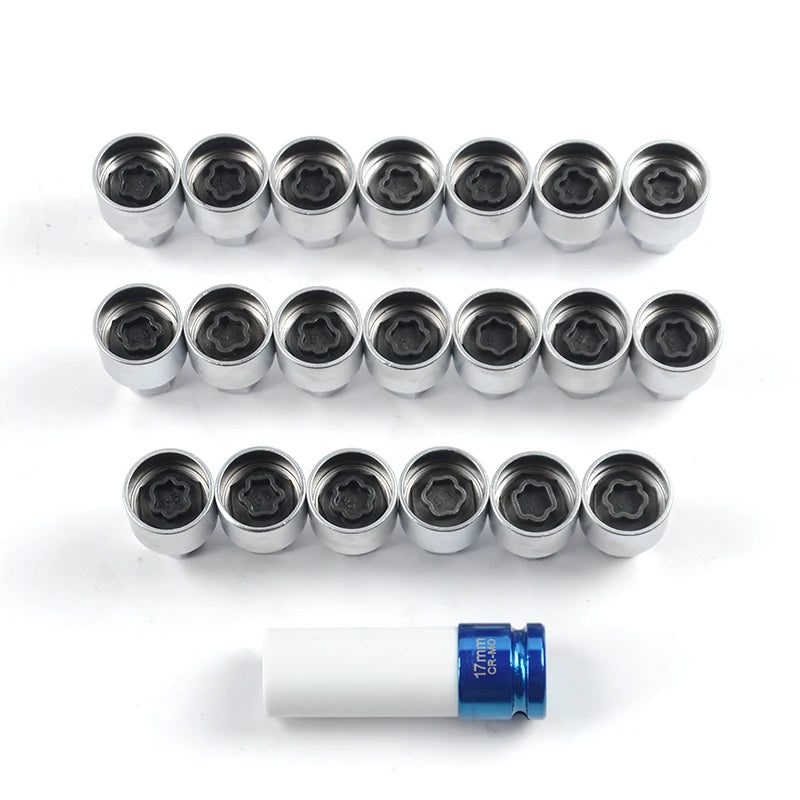21pcs Master Wheel Lock Nut Stud Sockets Key Set Removal Locking Socket for BMW Tools