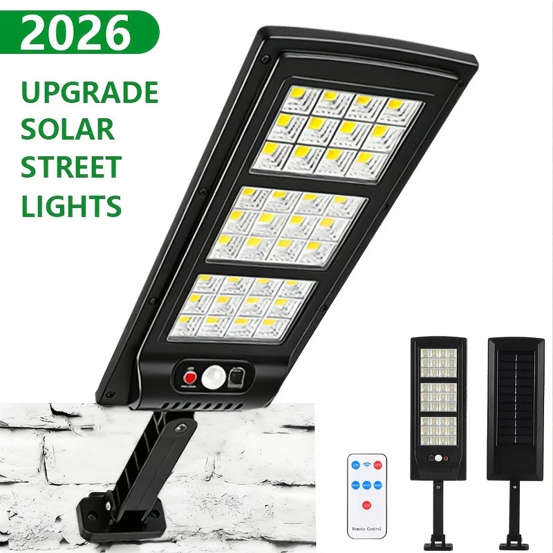 6000K Brightness Solar LED Street Light with 666 Lamp Beads, Built-In Infrared Sensor for Automatic Lighting. Solar-Powered with Zero Electricity Cost, Ideal for Garage And Street Lighting