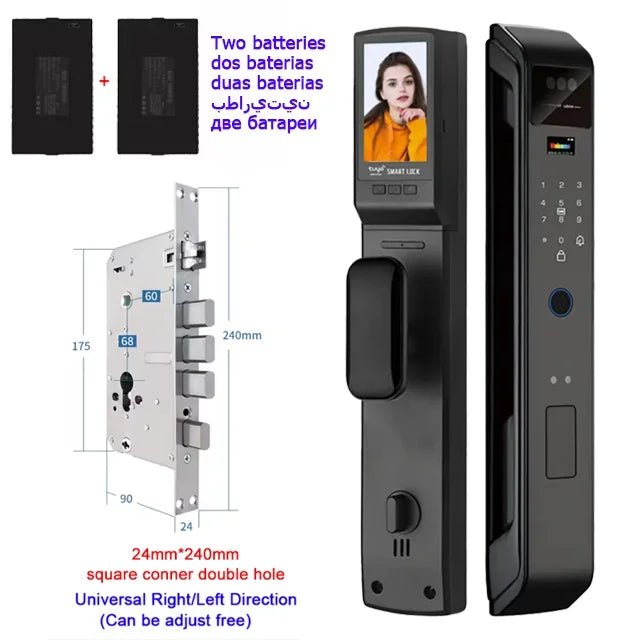 WIfi Tuya APP Remote Unlock Voice Intercom 3D Face Recognition Smart Door Lock With Camera Fingerprint Password Digitl Door Lock