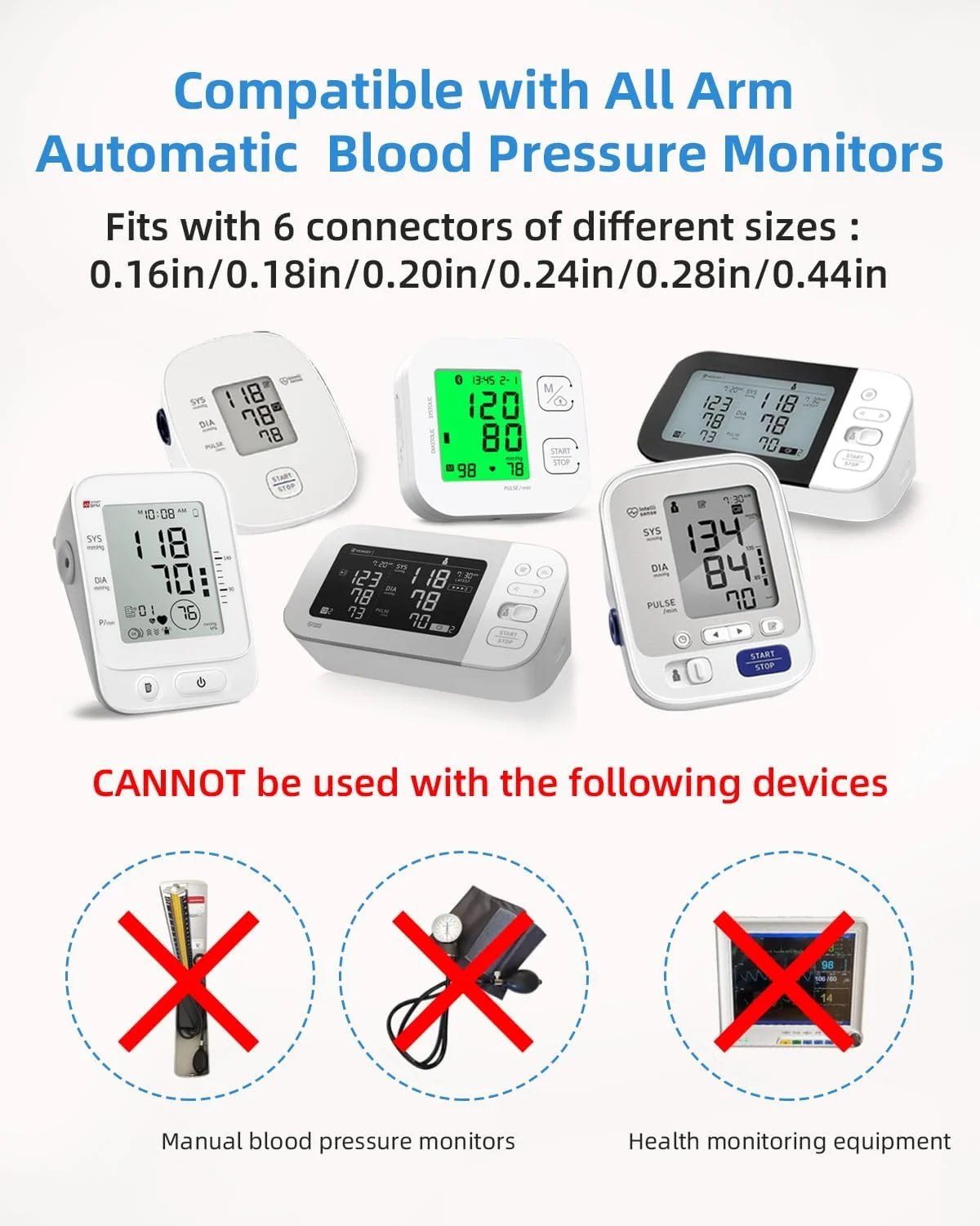 Checkme Large Blood Pressure Cuff for Adult Upper Arm Cuff Compatible with Most BP Monitors with 6 Connectors