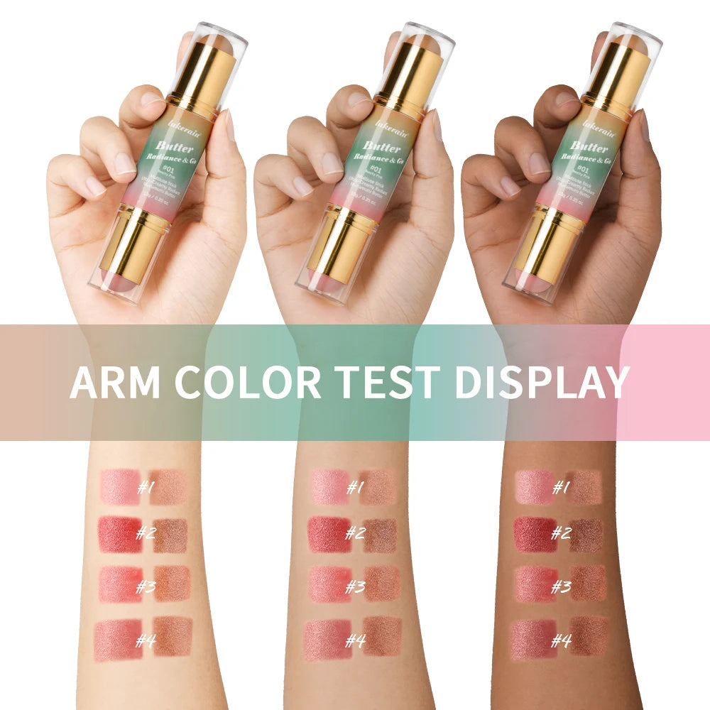 Tidesmit Double-Headed Bronzer Blush Stick texture close-up for radiant face makeup contour and glow