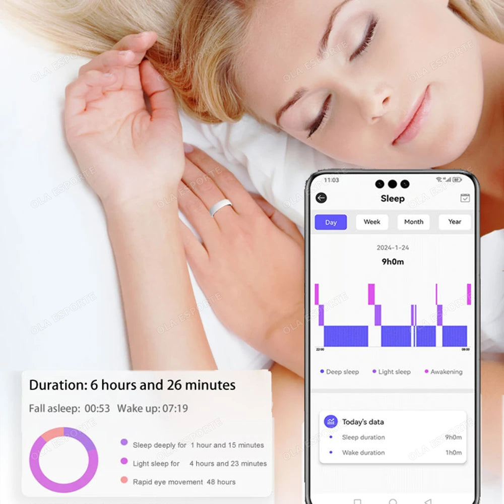 Smart Health Ring - Waterproof Fitness Tracker with Biometric Sensor Tidesmit