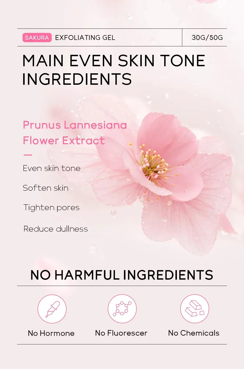 Sakura Exfoliating Peeling Gel | Smooth Face Scrub, 30g & 50g Tidesmit Scrubs Treatments Tidesmit