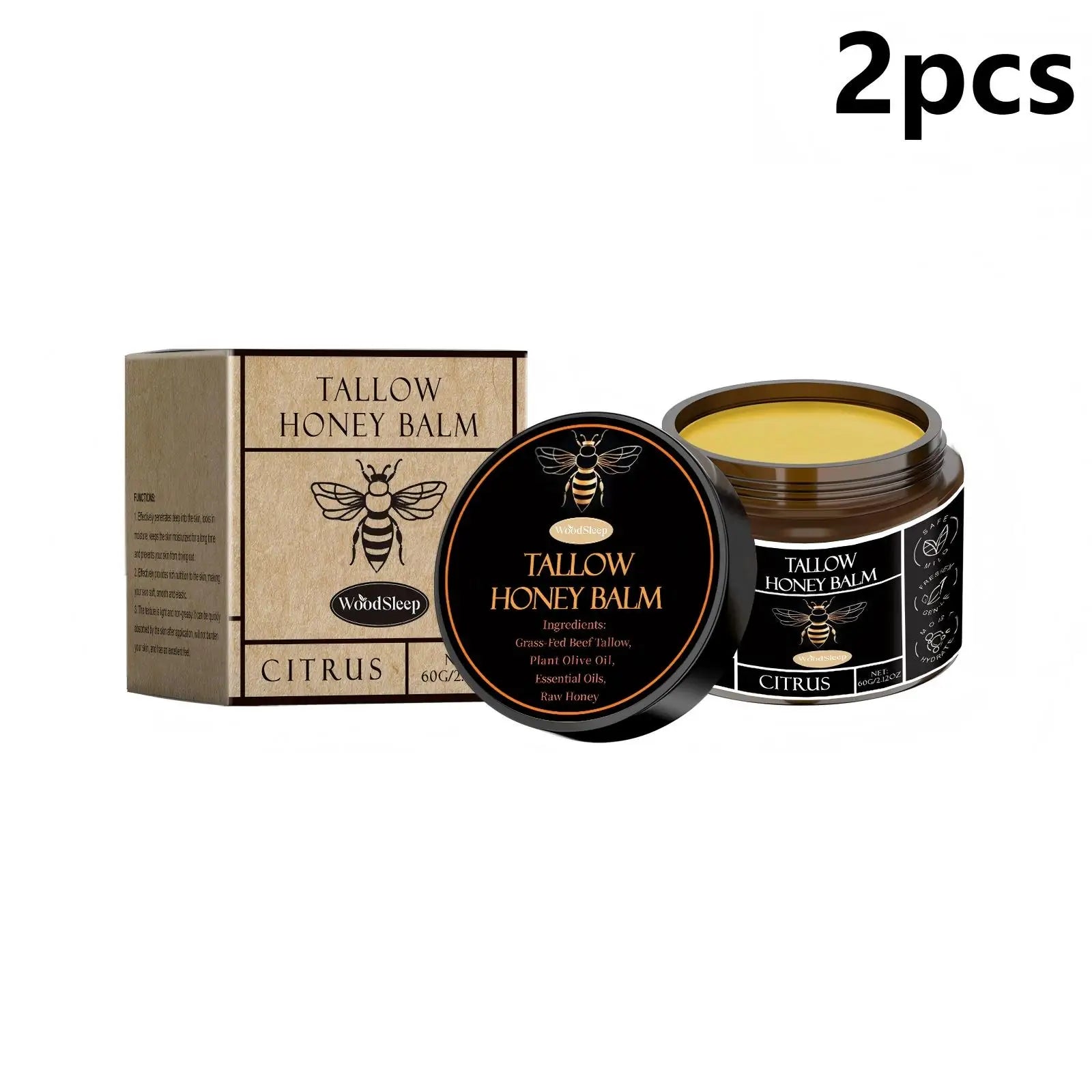 Woodsleep Tallow Honey Balm Lasting Moisturizing Facial Lifting Tighten Skin Elasticity Enhanced Olive Oil Tallow Honey Cream