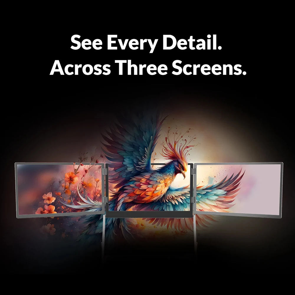 Sibolan 14" Three Screen Portable Monitor 60Hz 100% sRGB Metal Body HDMI USB-C Plug Tripe Laptop Screen Extender For Win mac OS