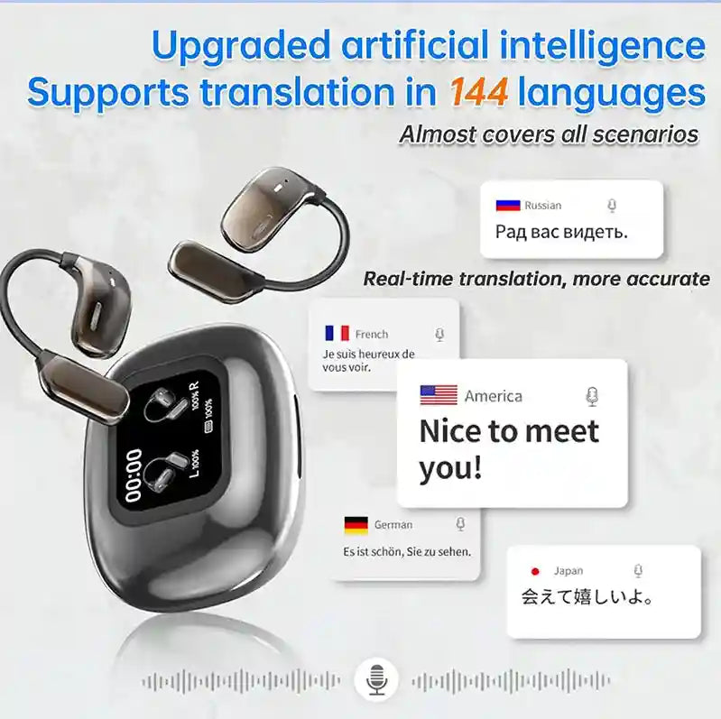 AI Language Translation Earbuds with LCD Touch Case - Tidesmit Tidesmit