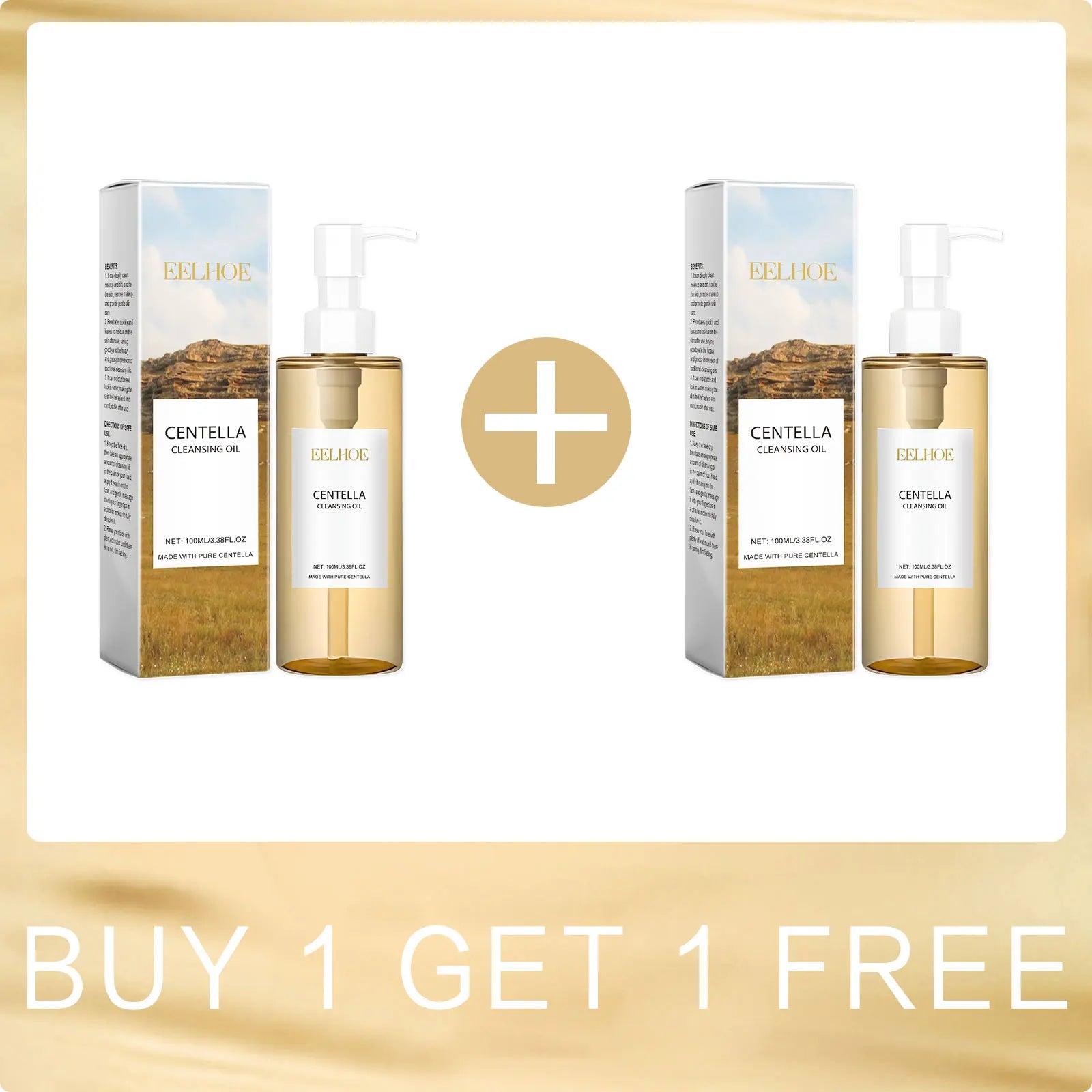 Centella set: cleansing oil and serum boxes with pump bottles