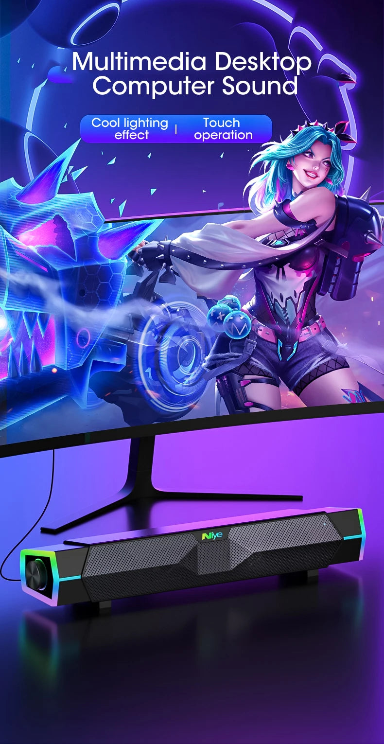Computer Soundbar Bluetooth Speaker - 4D Surround Sound System Tidesmit