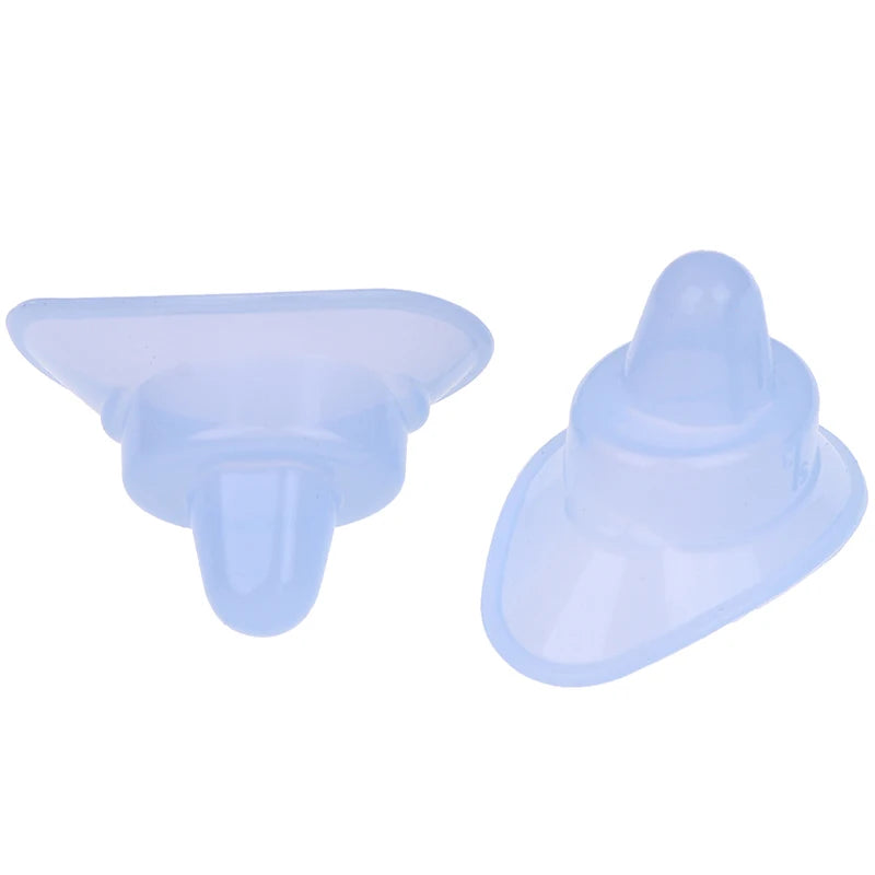 Two soft, reusable blue silicone eyewash cups for gentle eye cleansing and bathing.