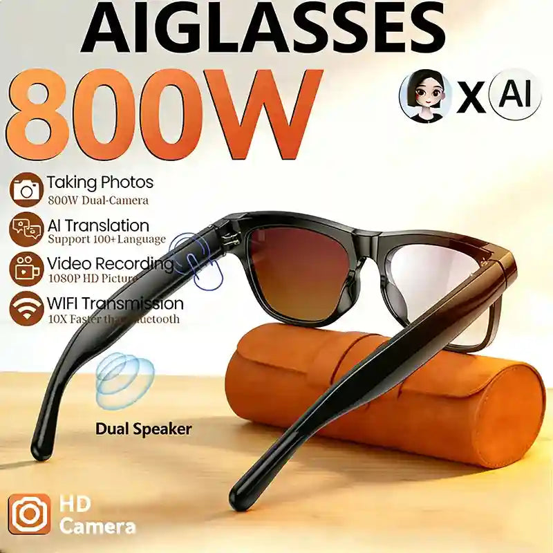 AI Smart Glasses with Spatial Audio and Integrated HD Camera Tidesmit