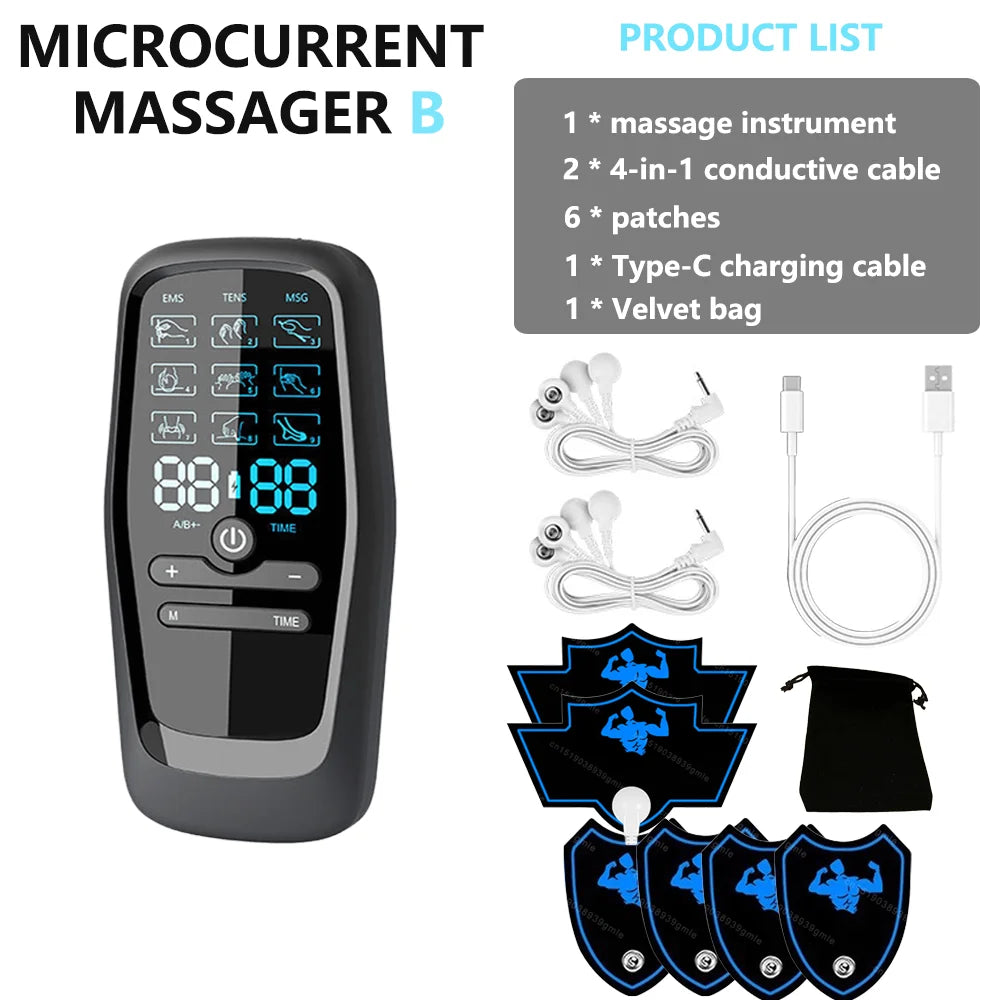 TENS Muscle Stimulator for Back Pain Relief | Portable Electric Massager Back Massage Instrument Set B Tidesmit