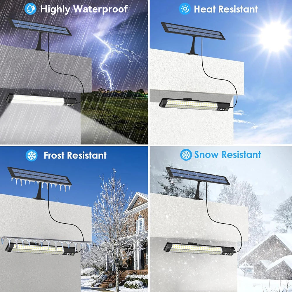 New 316 LED Solar Light Bar Outdoor 4 Modes Motion Sensor Separate 2 Head Lamp with 3 Meter Wire Street Wall Lights Garage Yard