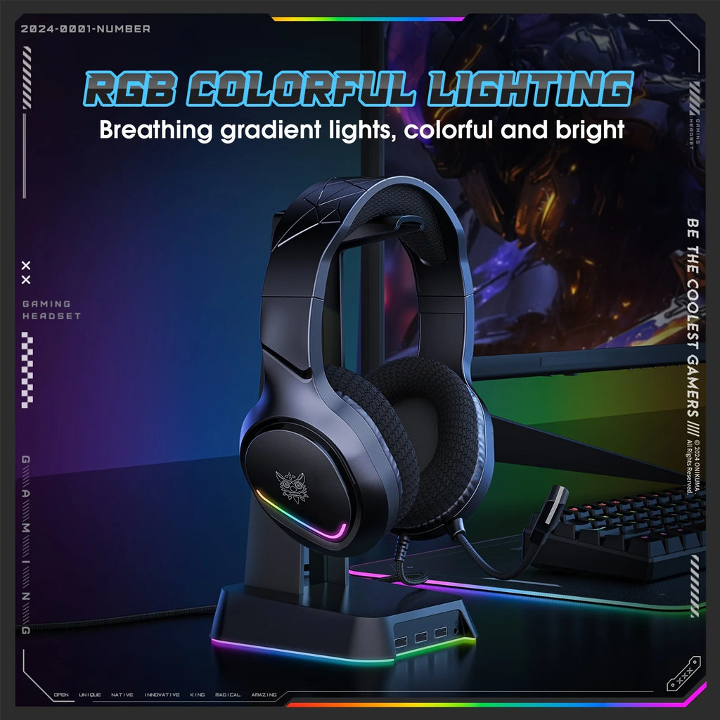 Tidesmit Gaming Headset with 50mm Drivers & RGB LED for PC PS5 Xbox Tidesmit