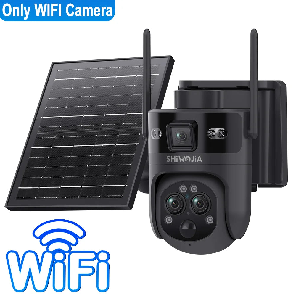 SHIWOJIA 15X 6M PSolar Camera 4G SIM/WIFI Three Lens Recording AI Human/Pet/Vehicle Auto Tracking Camera IP65 Waterproof