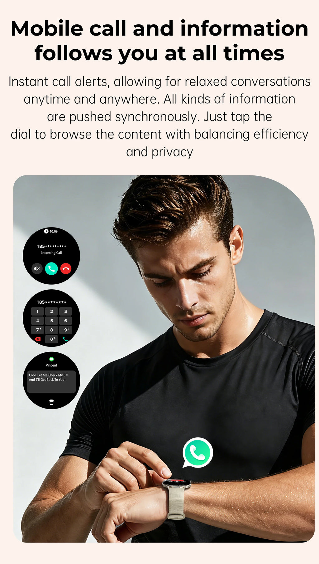 New M301 Smart Watch Round AMOLED Curved Screen Dial Call Alarm Clock Flashlight Health Tracking Fitness Smart Watch Women